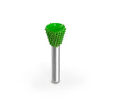 Green cylindrical brush with bristle head on a white background