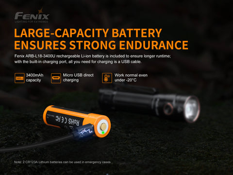 fenix flashlight cr123a Fenix® LD30 1600 Lumen Compact Flashlight – Specialized Tool Sales