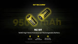 Nitecore® NL169 Battery - Rechargeable C123A 950 mAh Protected Button Top
