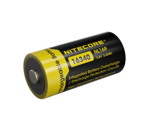 Nitecore® NL169 Battery - Rechargeable C123A 950 mAh Protected Button Top