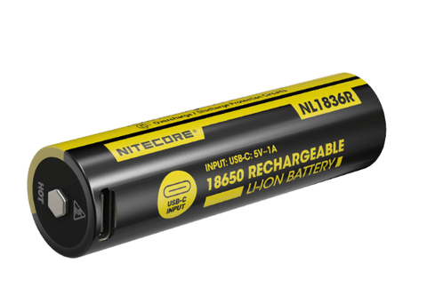 Nitecore® NL1836R Battery - 3600 mAh Protected Button Top with built in Charging