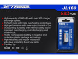 JETBeam 680 mAh Button Top RCR123A Battery
