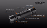 Folomov® EDC-C4 1200 Lumen Flashlight/Powerbank