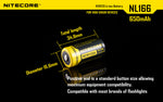 Nitecore® NL166 Battery - Rechargeable C123A 650 mAh Protected Button Top