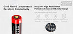 Klarus® 2900 mAh High Discharge Cold Resistant 18650 Li-ion Battery