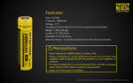 Nitecore® NL1834 Battery - 3400 mAh Protected Button Top